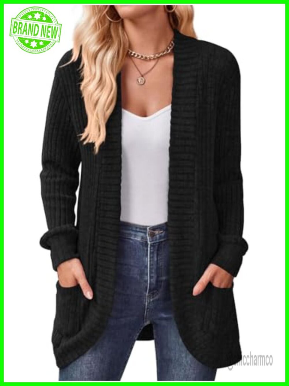 Womens Long Cardigan Sweater Lightweight Open Front Pockets Loose Fit